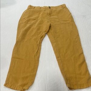 C&C California woman pants M mustard yellow linen blend relaxed high waisted